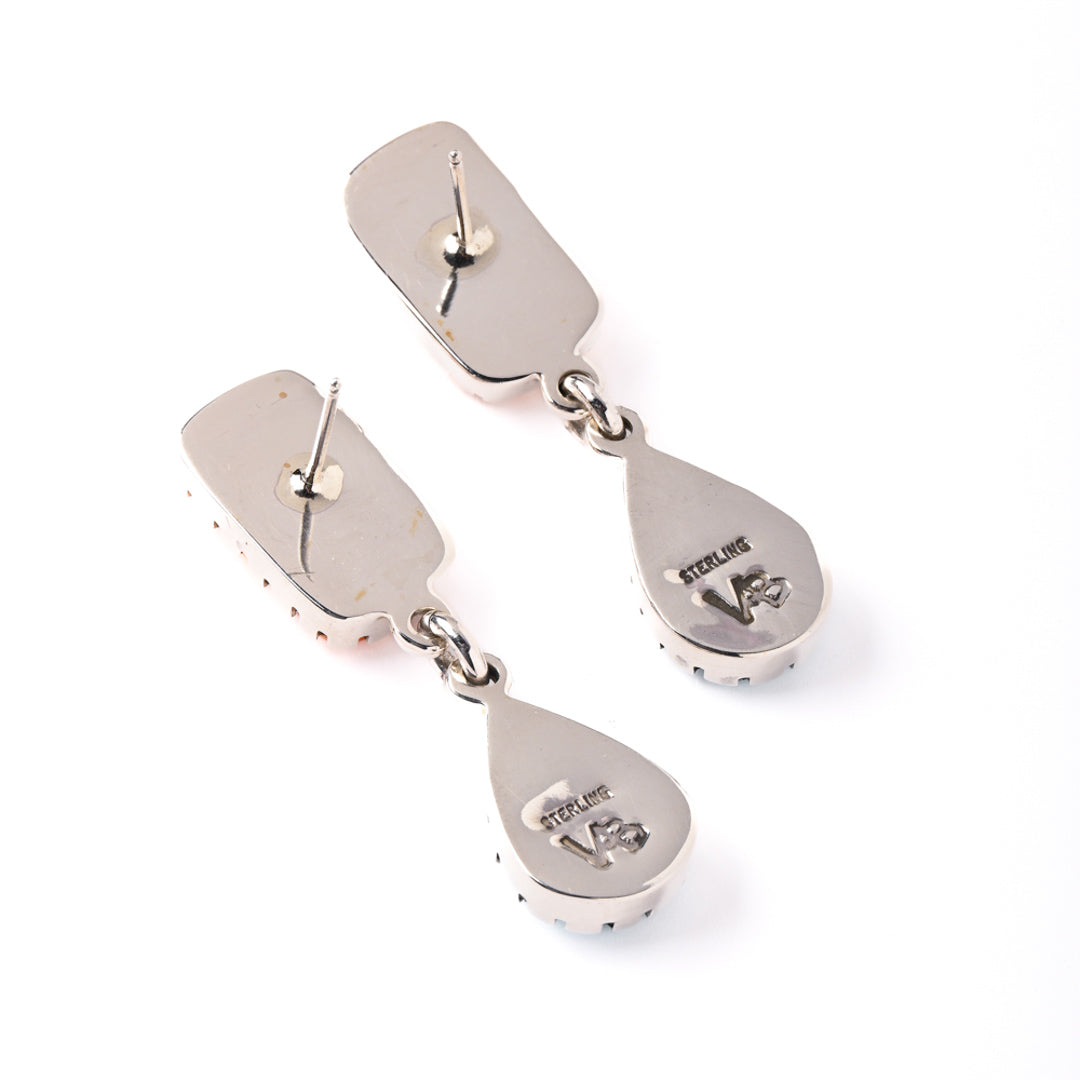 Post and Dangle Earrings with Spiny Oyster and Turquoise