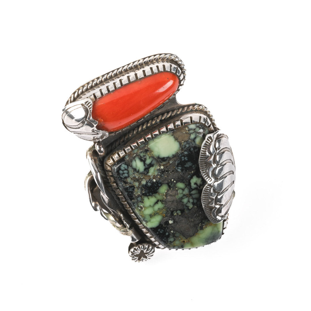 Large Ring With Turquoise And Coral
