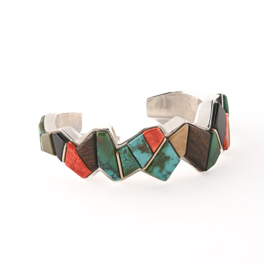 Heavy Zig-Zag Inlay Cuff With Gold Spacers