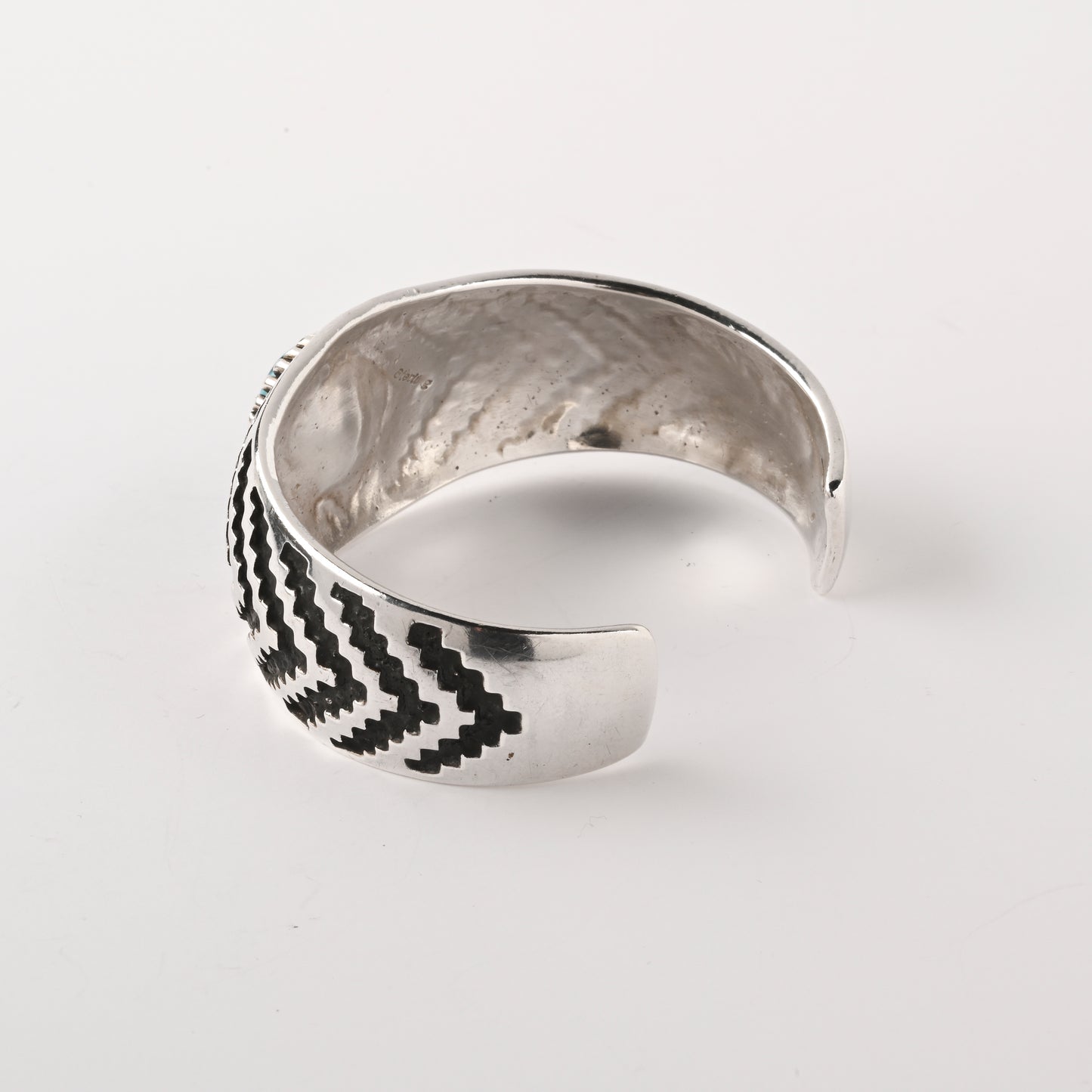 Vintage Sterling Silver Overlay Cuff Bracelet with one Turquoise Stone