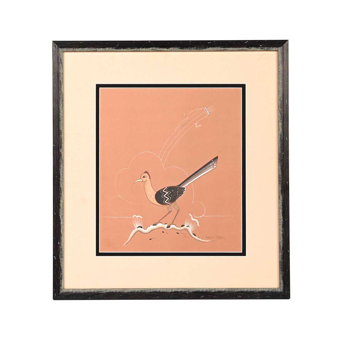 Vintage Roadrunner Gouache Painting