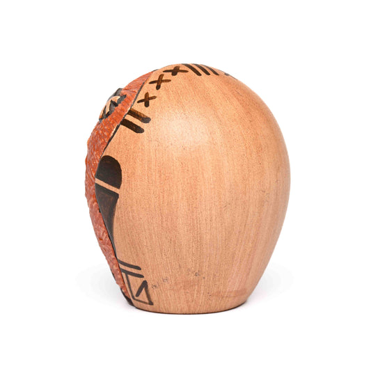 Hand-Coiled Seed Pot with the incised image of a Koshare (Sacred Clown) katsina