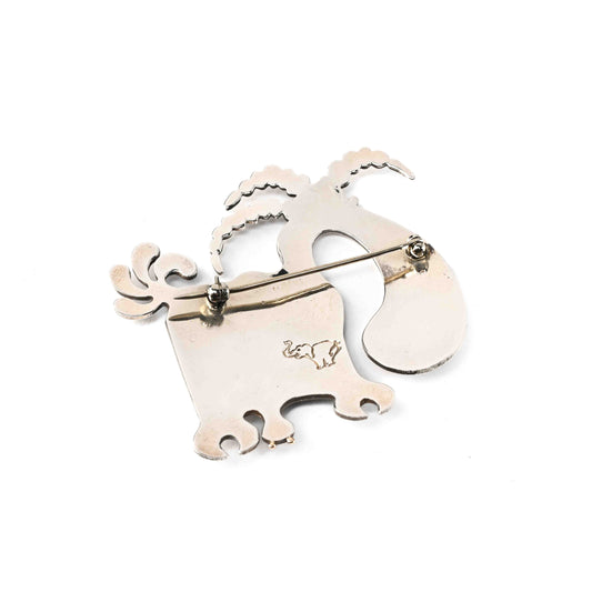 Sterling Silver Stamped Goat Pin