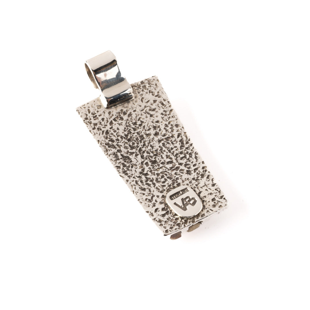 Silver Tapered Pendant with Multi-Stone Inlay