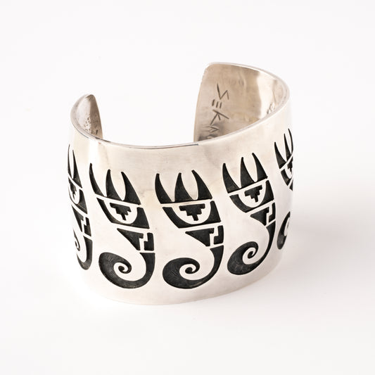 Wide Sterling Silver Overlay Cuff Bracelet