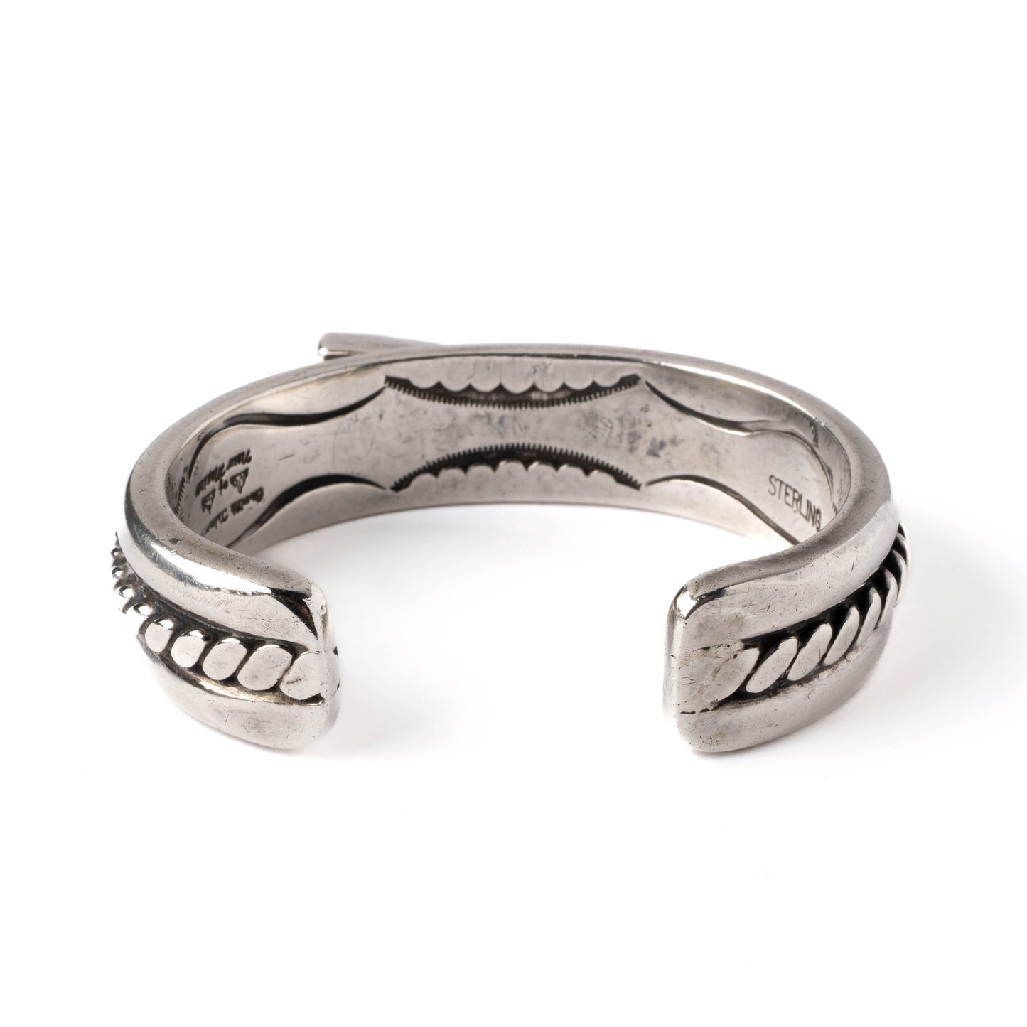 Heavy Vintage Sterling Silver Cuff Bracelet with Triangle-Shaped Turquoise Stone