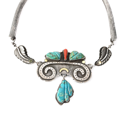Hand-Wrought Necklace with Turquoise & Gold