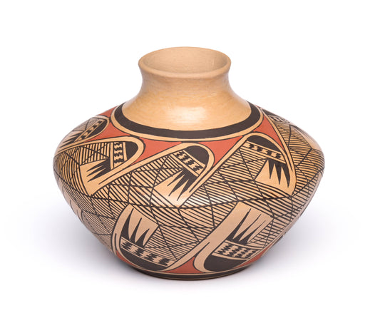 Hopi-made, Hand-coiled and Hand-painted medium-sized Pot