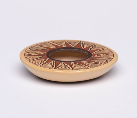 Small Hand-coiled and Hand-painted Polychrome Pot, Tewa-Hopi made.