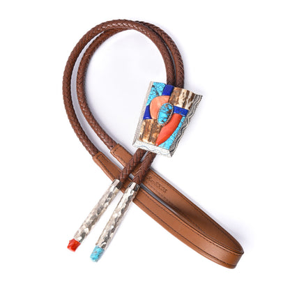 Inlay Bolo with Leather Lanyard and Handmade Tips