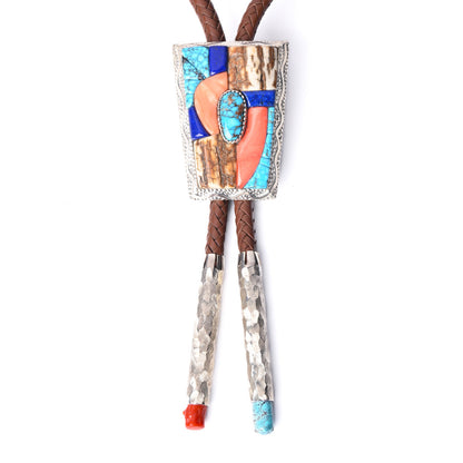 Inlay Bolo with Leather Lanyard and Handmade Tips