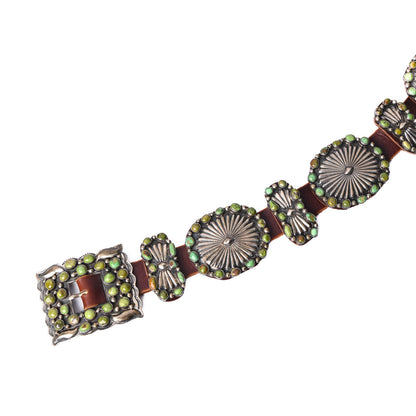Concho Belt with Green Turquoise