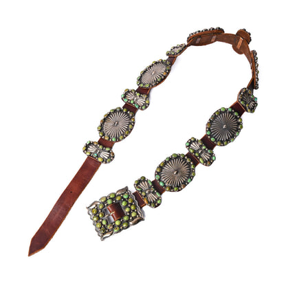 Concho Belt with Green Turquoise