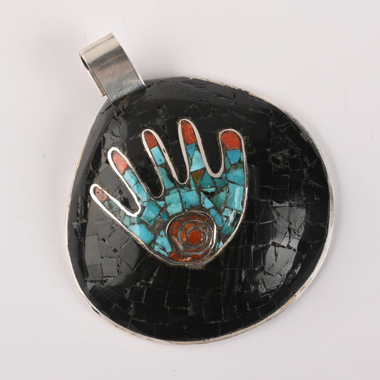 Vintage Mosaic Inlay Shell Pendant