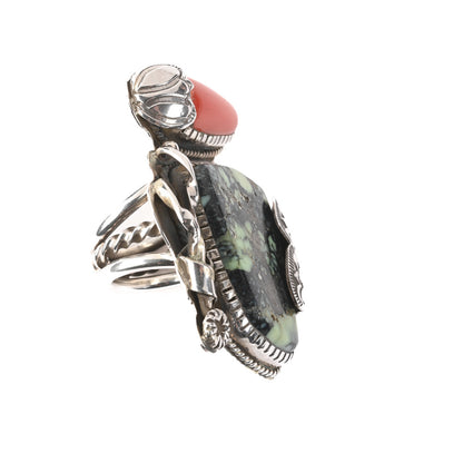 Large Ring With Turquoise And Coral