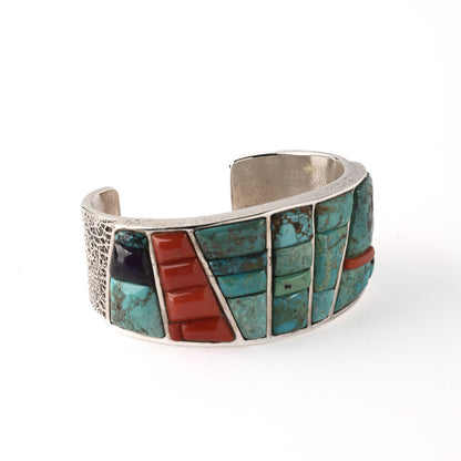 Tufa-Cast Sterling Silver Cuff With Cobble Inlay