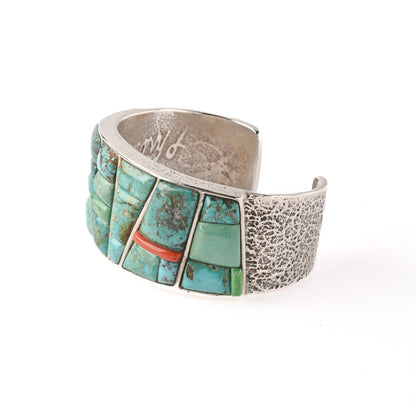 Tufa-Cast Sterling Silver Cuff With Cobble Inlay