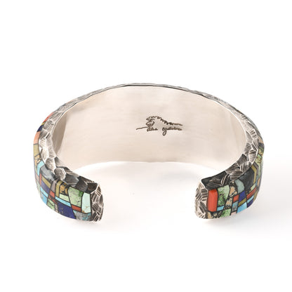 Thick Sterling Silver Mosaic Inlay Cuff