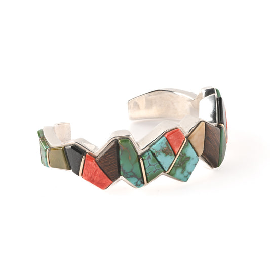 Heavy Zig-Zag Inlay Cuff With Gold Spacers
