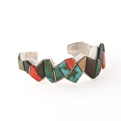 Heavy Zig-Zag Inlay Cuff With Gold Spacers