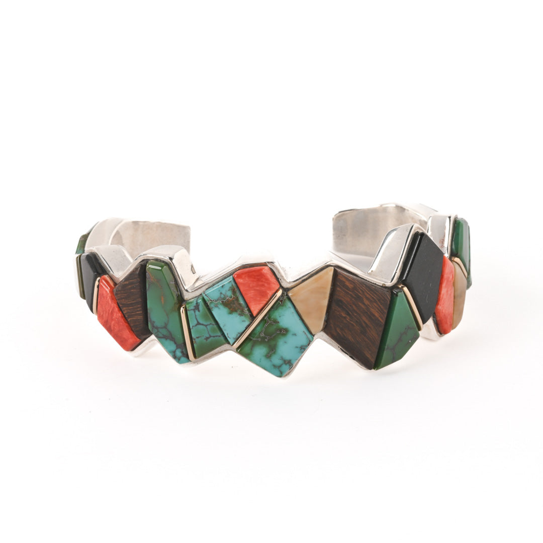 Heavy Zig-Zag Inlay Cuff With Gold Spacers
