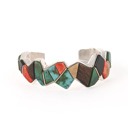 Heavy Zig-Zag Inlay Cuff With Gold Spacers