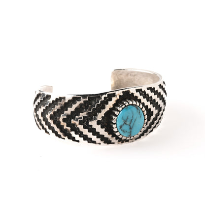 Overlay Sterling Silver Cuff With Turquoise Stone