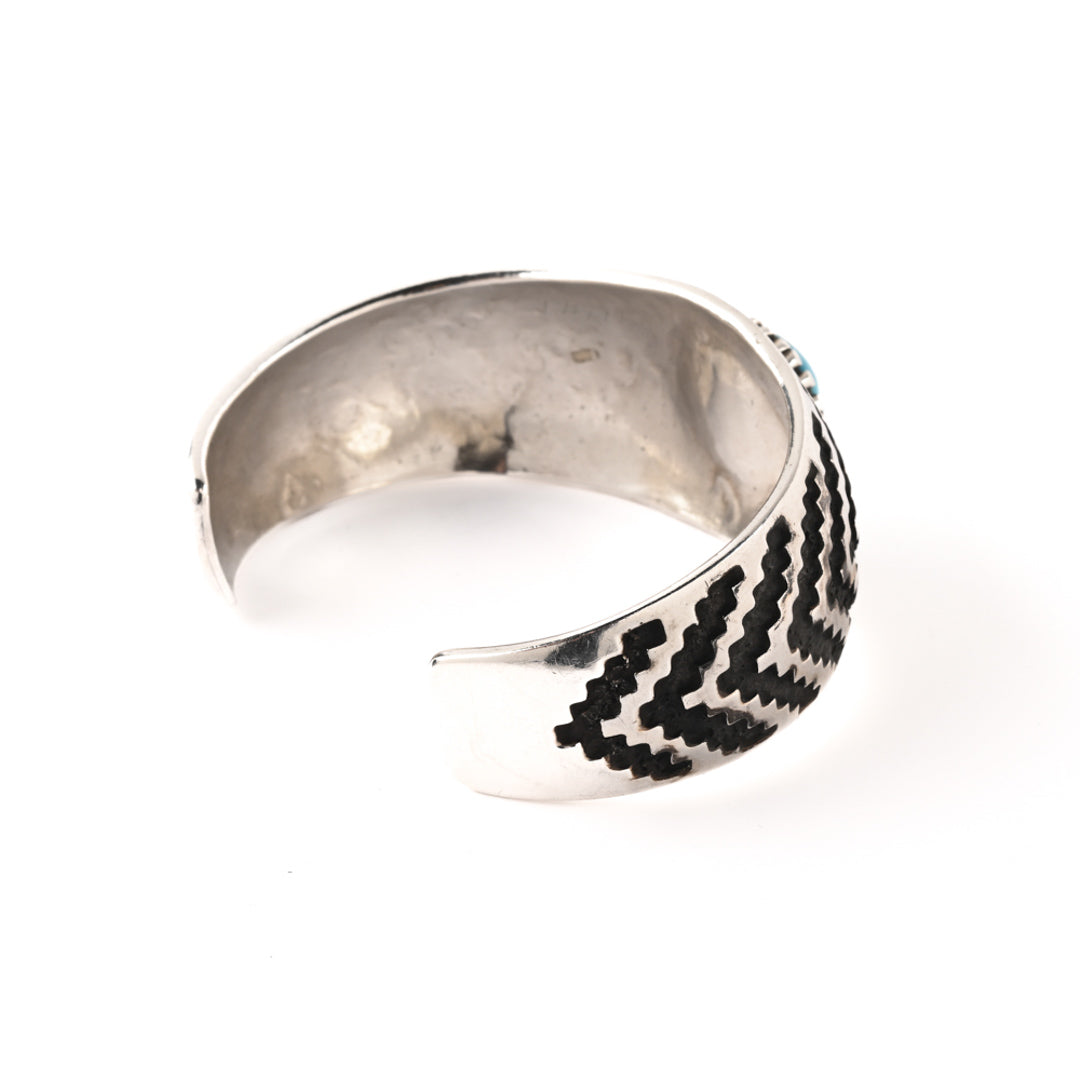 Overlay Sterling Silver Cuff With Turquoise Stone