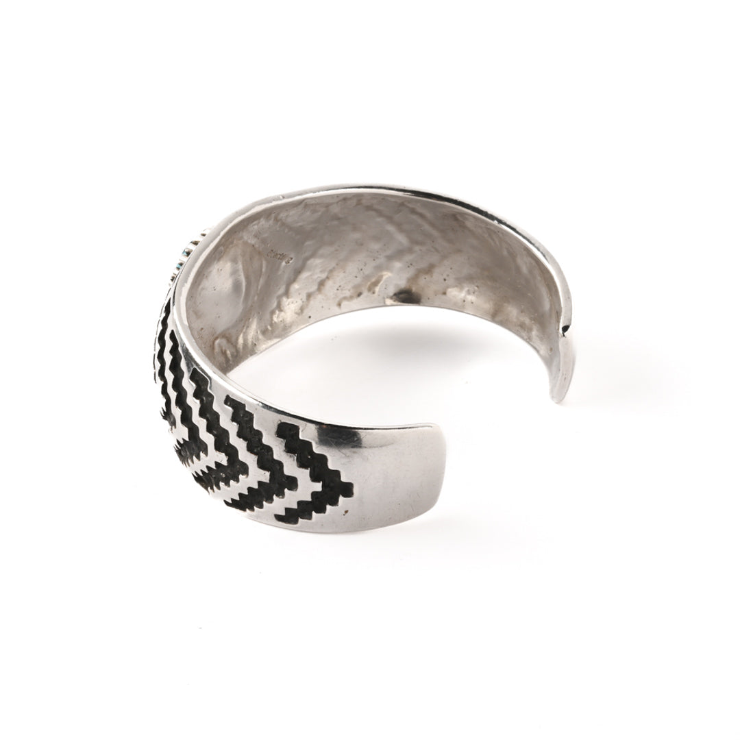 Overlay Sterling Silver Cuff With Turquoise Stone