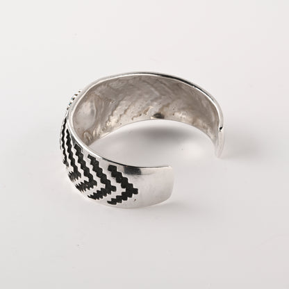 Vintage Sterling Silver Overlay Cuff Bracelet with one Turquoise Stone
