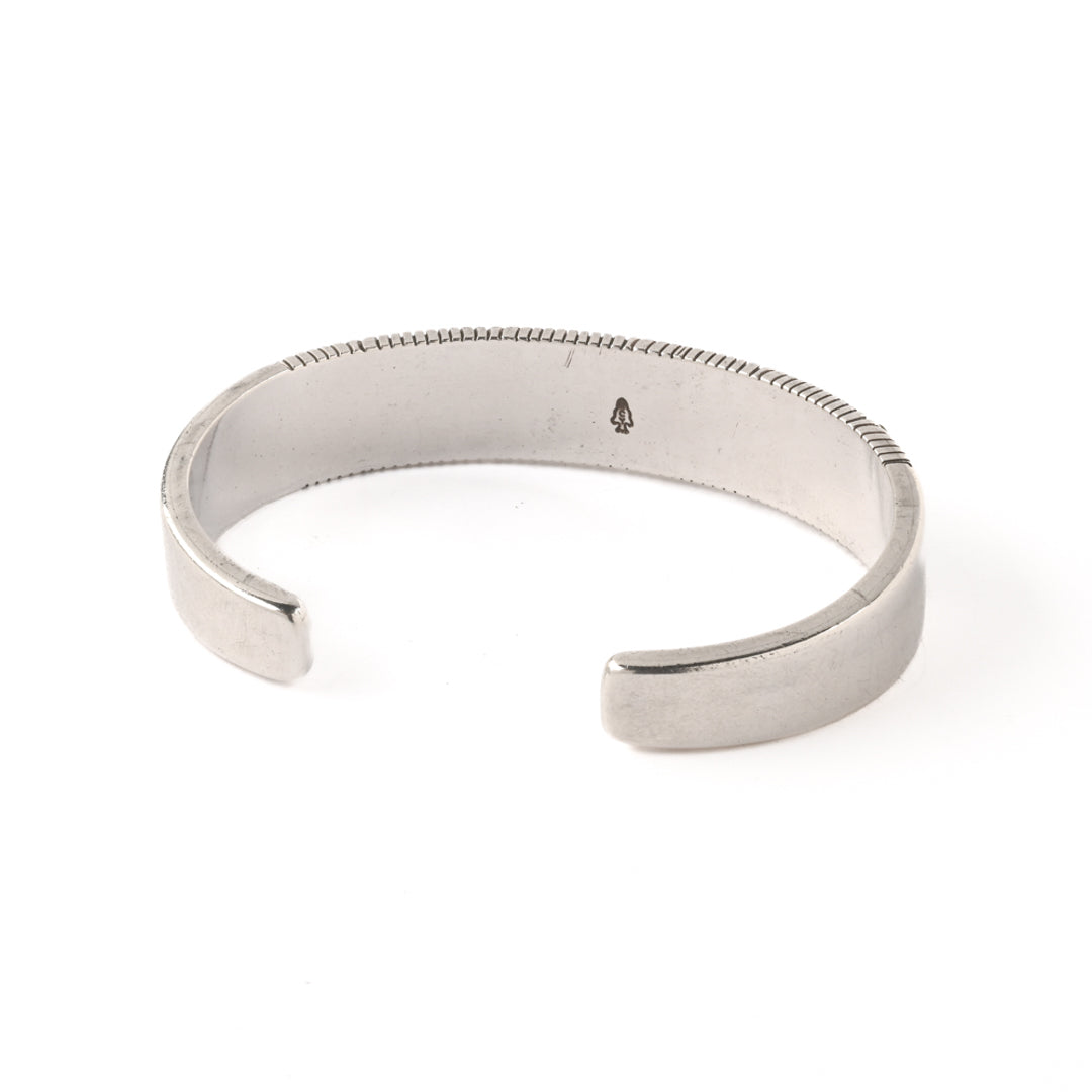 Sterling Silver Cuff With Gold Spacers And Green Turquoise Inlay