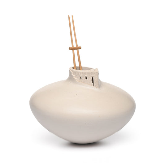 Unpainted Hand-Coiled Pot With Pueblo Decoration