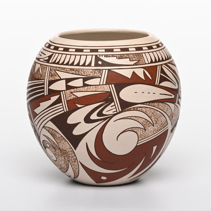 Hopi-Tewa, Hand-coiled and Hand-painted Polychrome POt