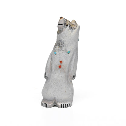 Standing Smiling Bear In Antler With Necklace