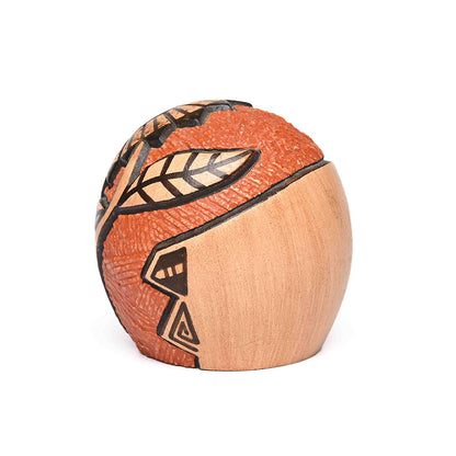 Hand-Coiled Seed Pot with the incised image of a flower