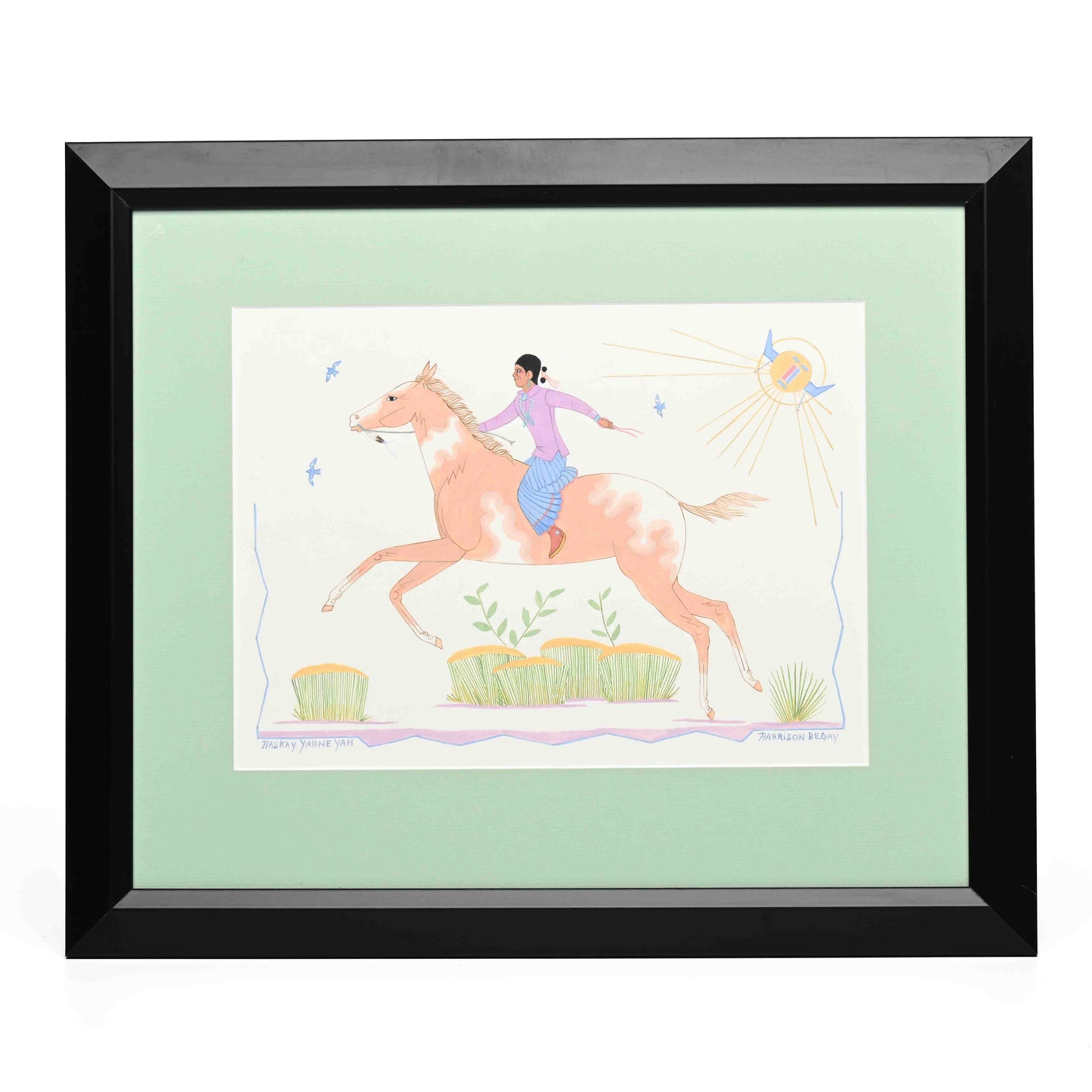 "Young Navajo Woman Riding Horse"