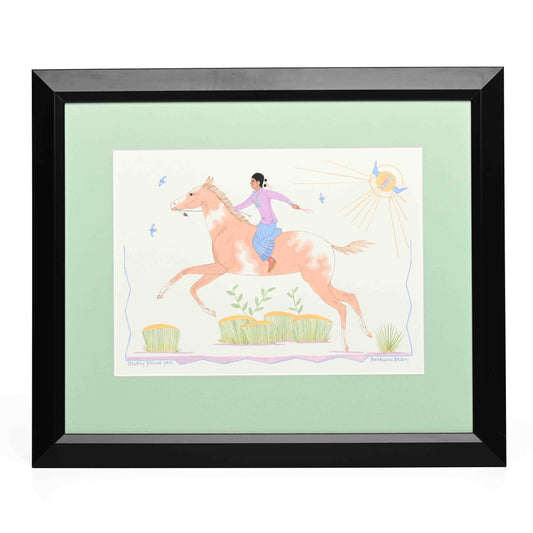 "Young Navajo Woman Riding Horse"
