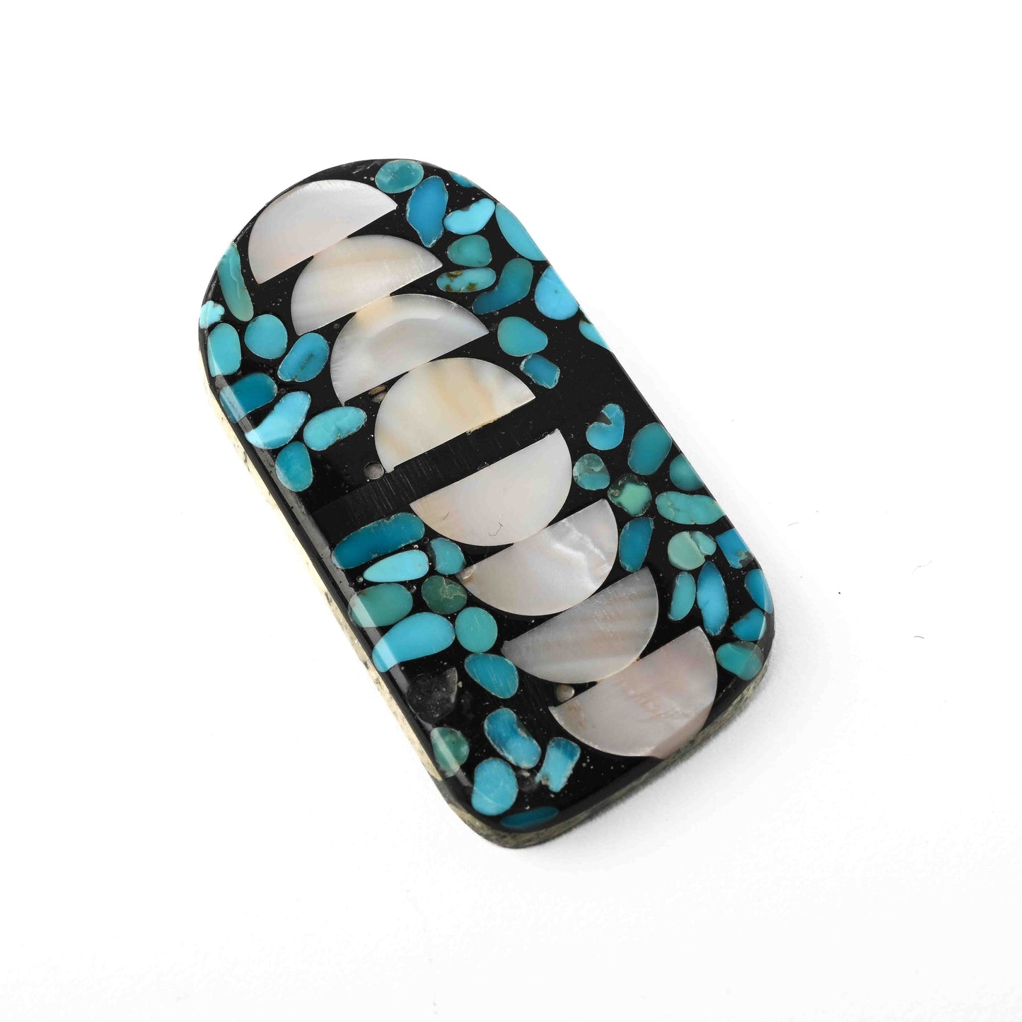 Mosaic Inlay Pin/Pendant (Turquoise, Jet, Mother-of-Pearl)