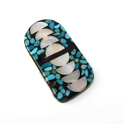 Mosaic Inlay Pin/Pendant (Turquoise, Jet, Mother-of-Pearl)