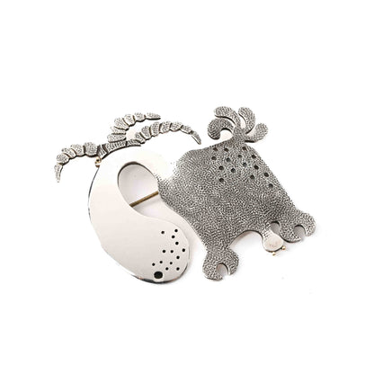 Sterling Silver Stamped Goat Pin