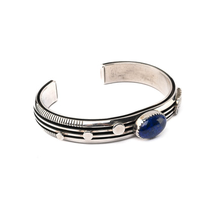 Vintage Sterling Silver Cuff Bracelet with Lapis