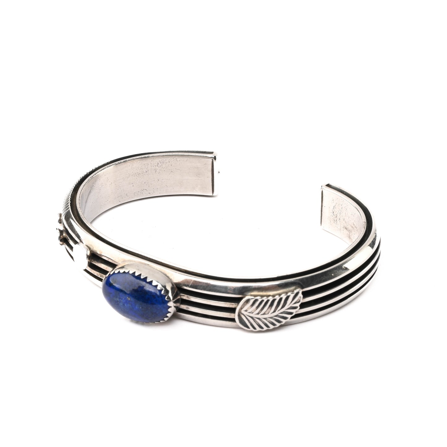 Vintage Sterling Silver Cuff Bracelet with Lapis