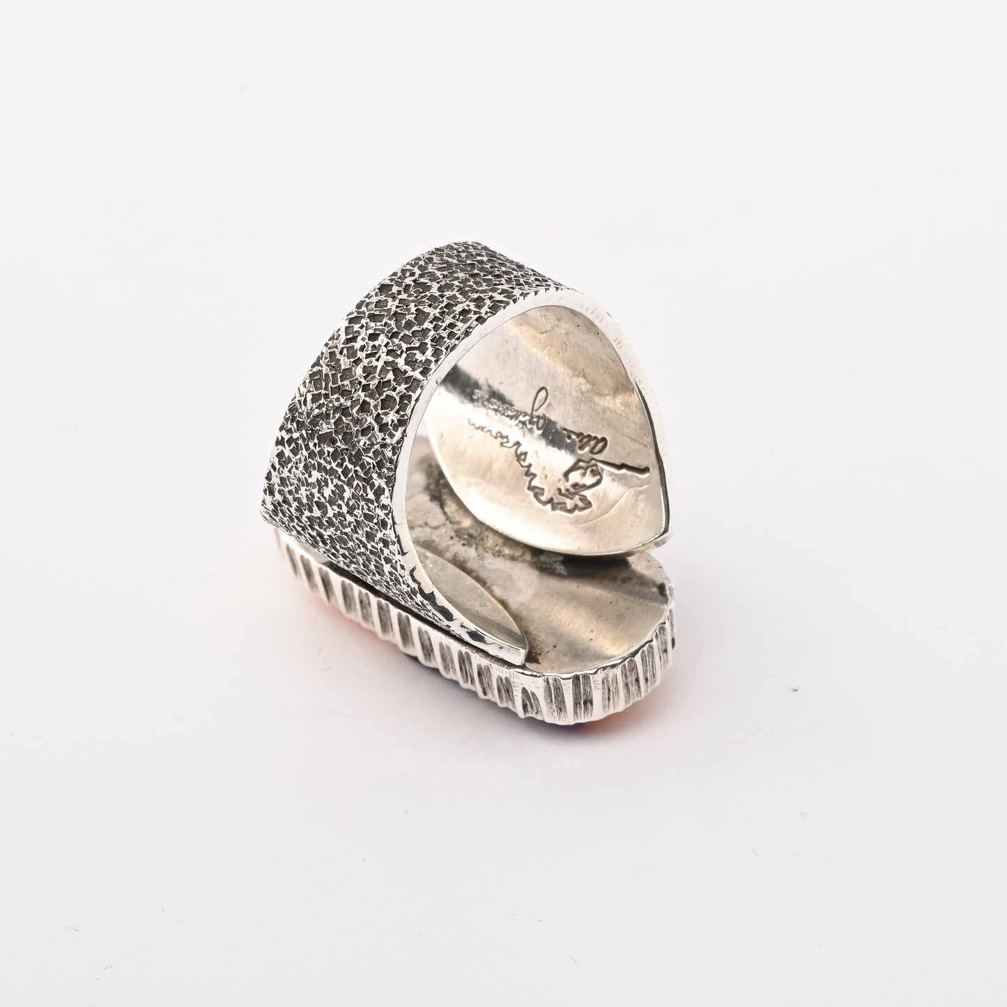 Sterling Silver Ring made with Sugulite and Pink Coral