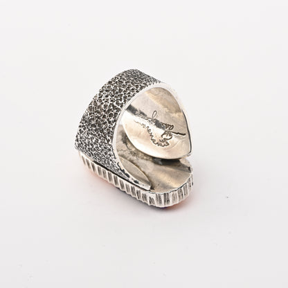 Sterling Silver Ring made with Sugulite and Pink Coral