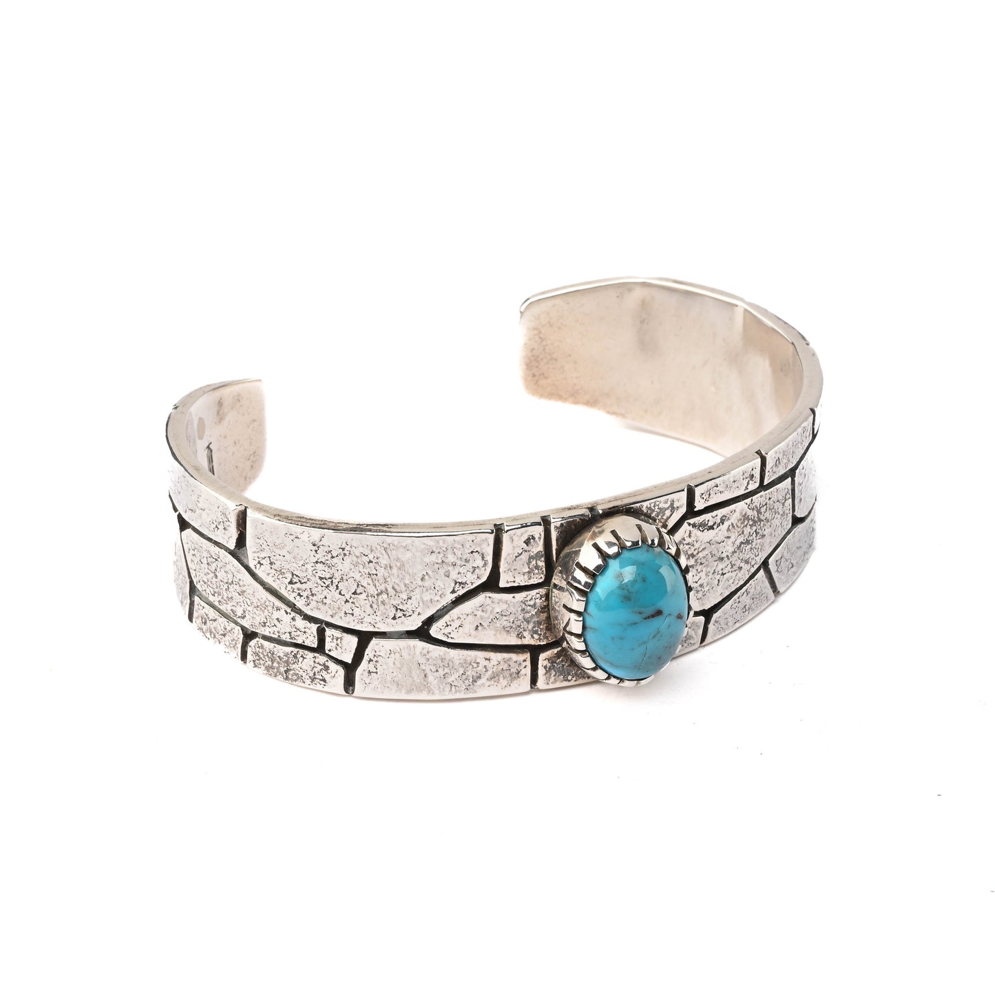 Sterling Silver Cuff with Single Turquoise Stone