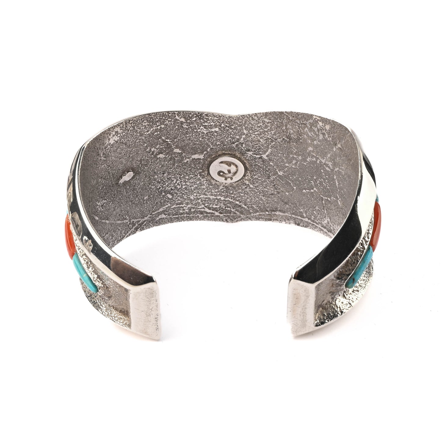 Tufa-cast, Sterling Silver Cuff Bracelet with`Inlay