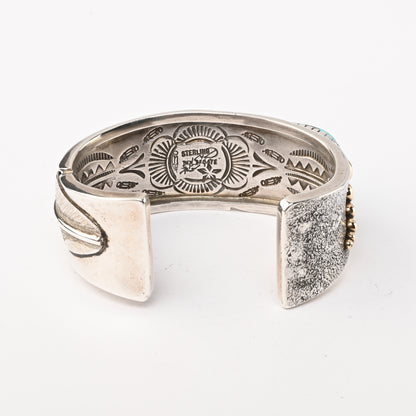 Vintage Sterling Silver Cuff Bracelet with Silver Droplets and a Feather