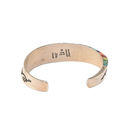 Sterling silver, Triangle-shaped Cuff Bracelet with Overlay and Inlay