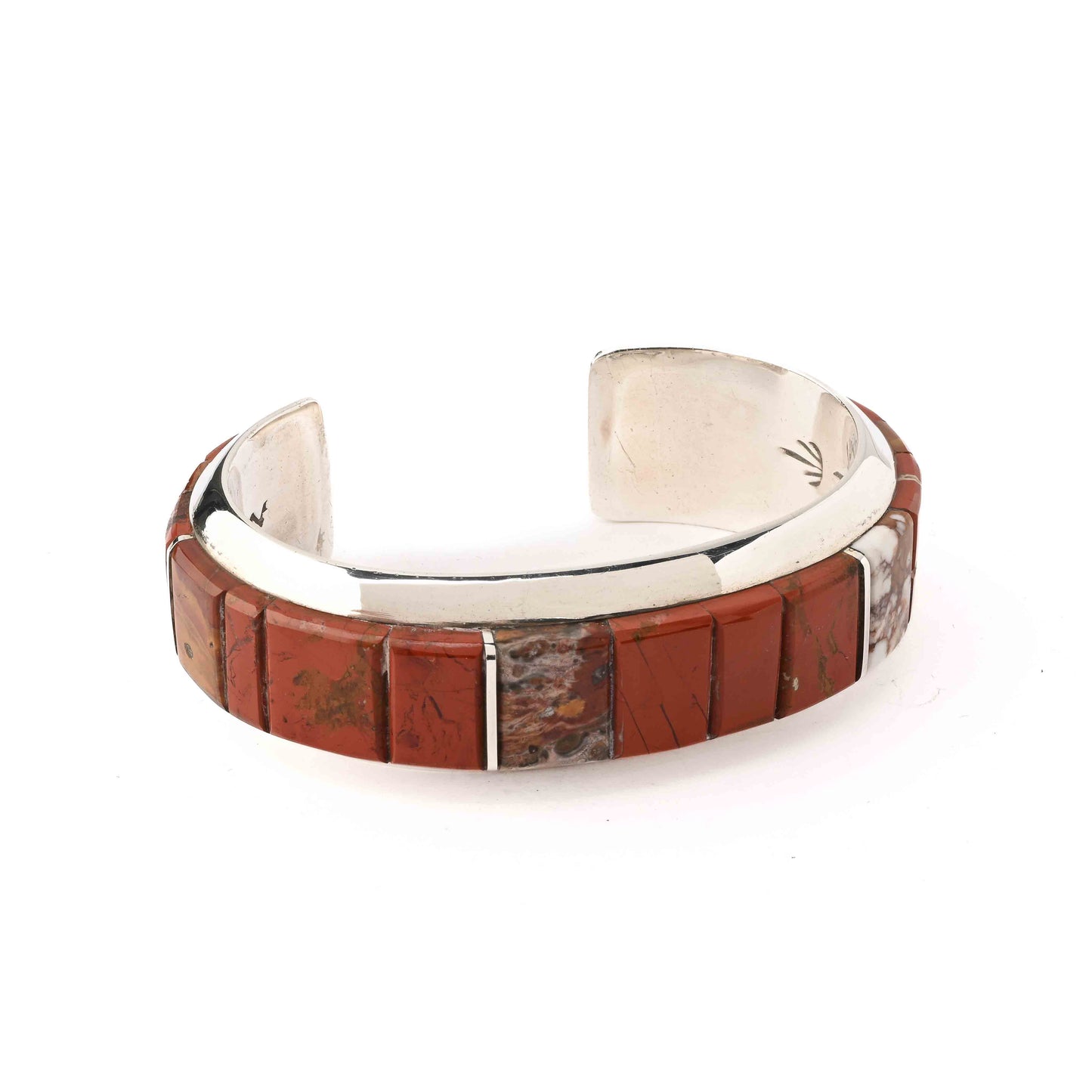 Vintage Inlay Cuff Bracelet with Agate and Magnesite