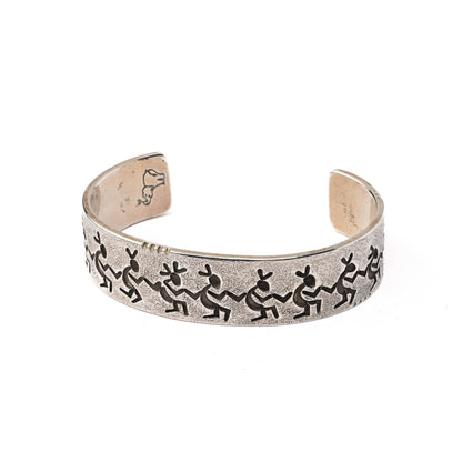 Sterling SIlver Stamped Bracelet with a line of Dancers